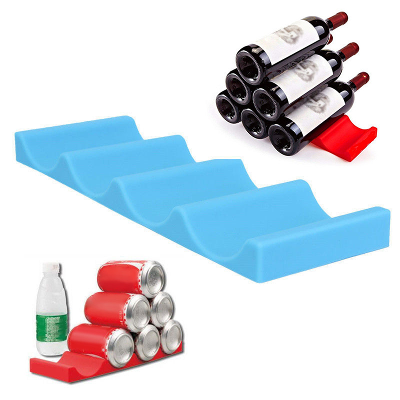 Wine Beer Cooler Fridge - Silicone Fridge Storage Rack Blue Can
