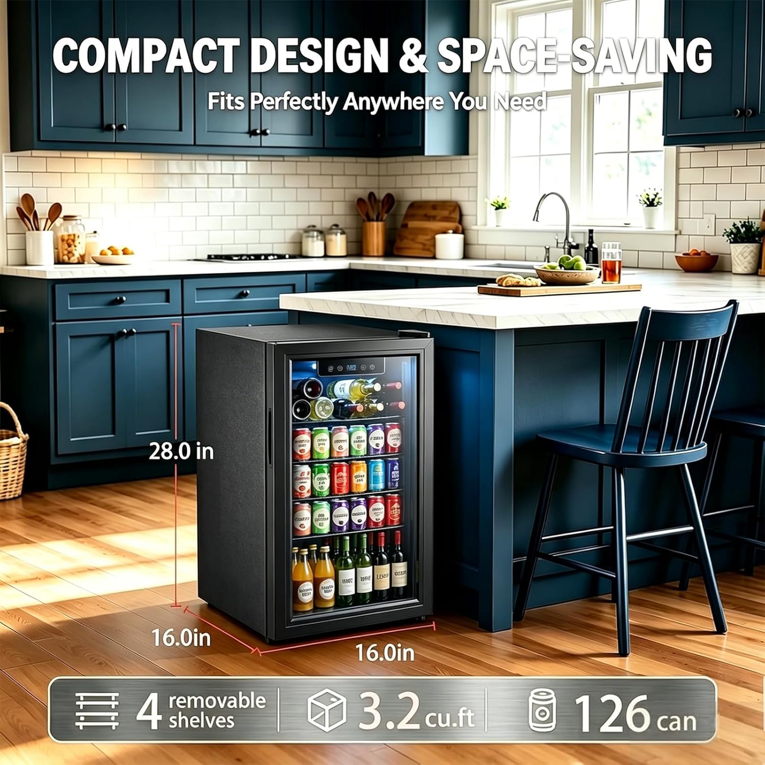 3.2 Cu.Ft Beverage Fridge with - огляд і ціна Wine Beer Fridge