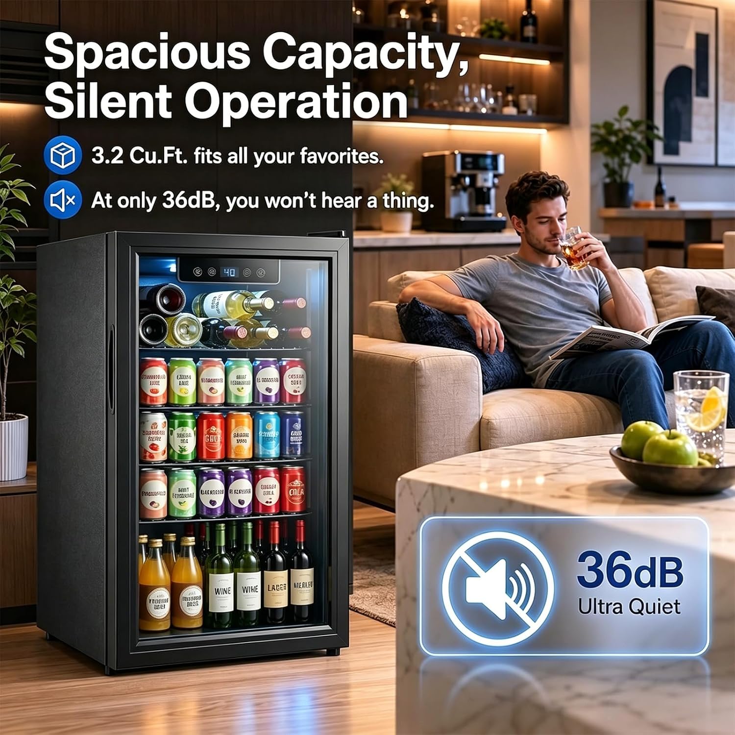 3.2 Cu.Ft Beverage Fridge with - огляд і ціна Wine Beer Fridge