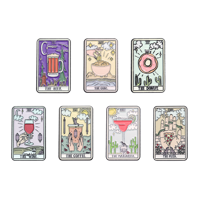 Food Tarot Enamel Pins Coffee  - огляд і ціна Wine Beer Pizza