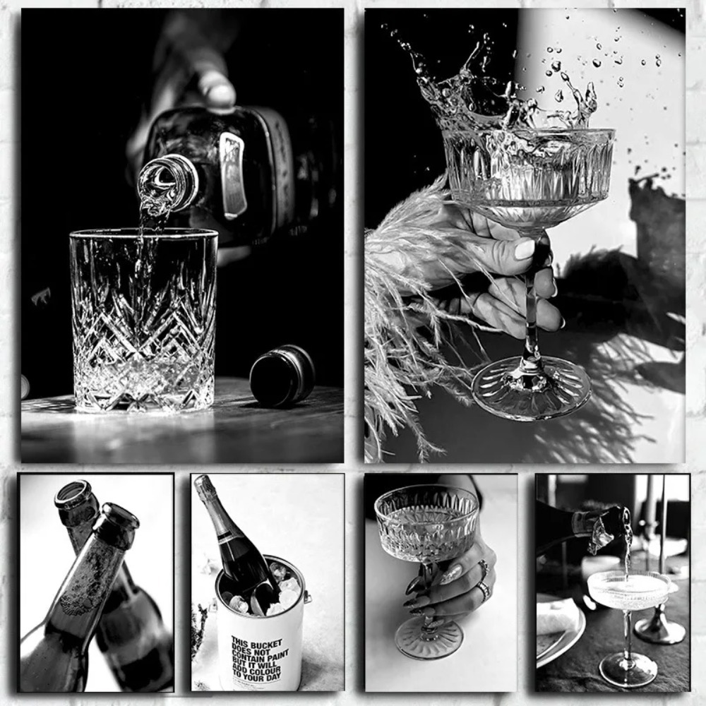 （2D Canvas painting）Black and  - огляд і ціна Whisky Beer And Wine